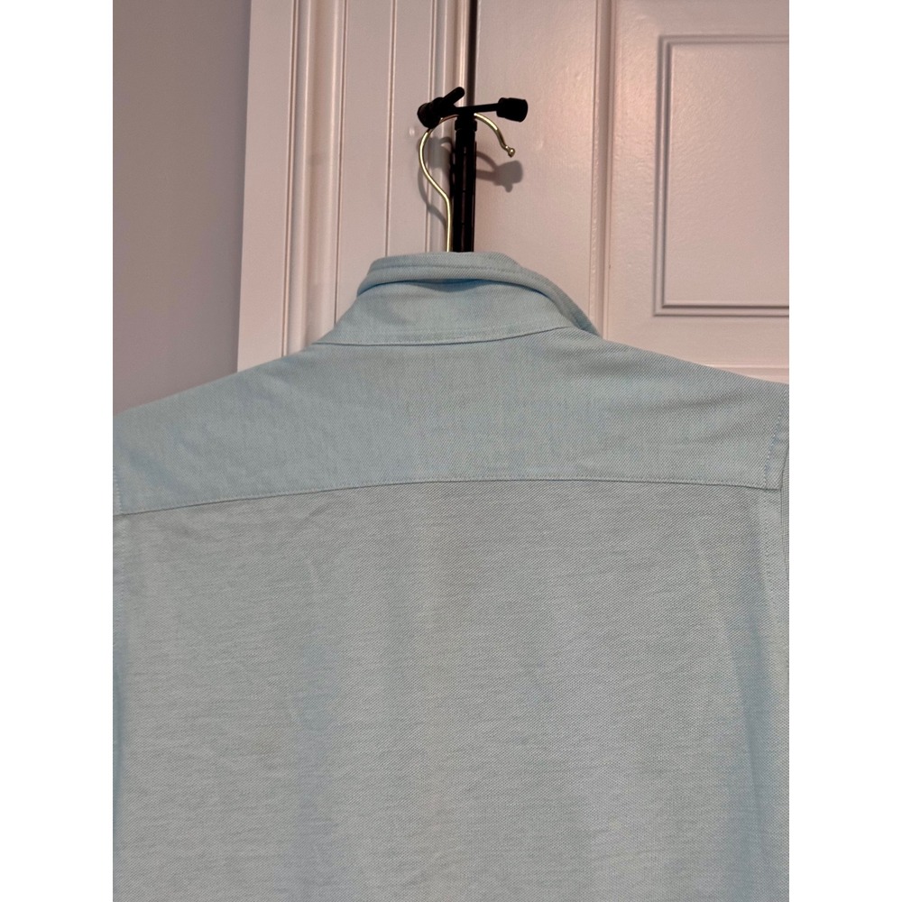 Ralph Lauren Knit Oxford Shirt Mens M Slim Light Blue Pony 100% Cotton 18x26 - Picture 8 of 13